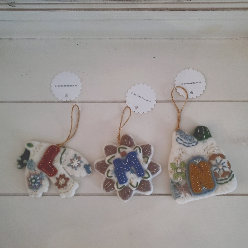 Anthro Monogram Ornaments